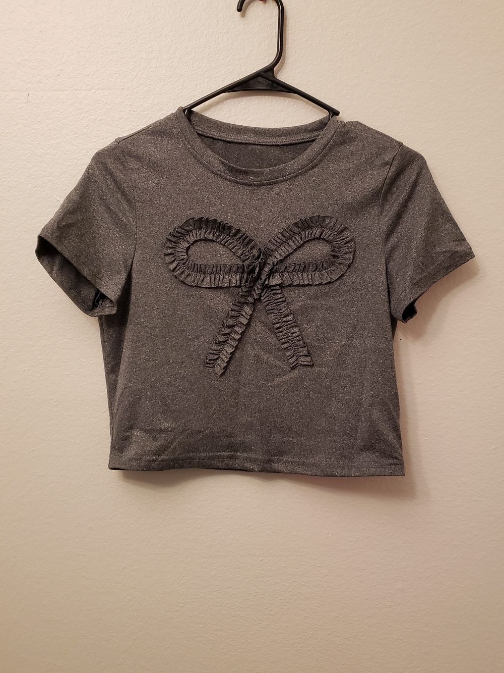 SHEIN Gray Sparkle Bow Crop Top